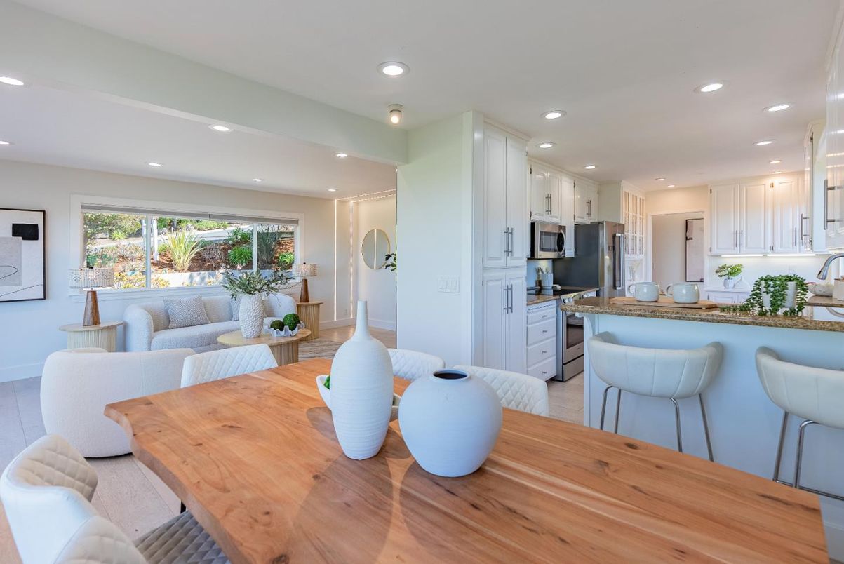 Dining room, Interior, Kitchen, Living room, Recessed Lighting, Stainless Steel Appliances