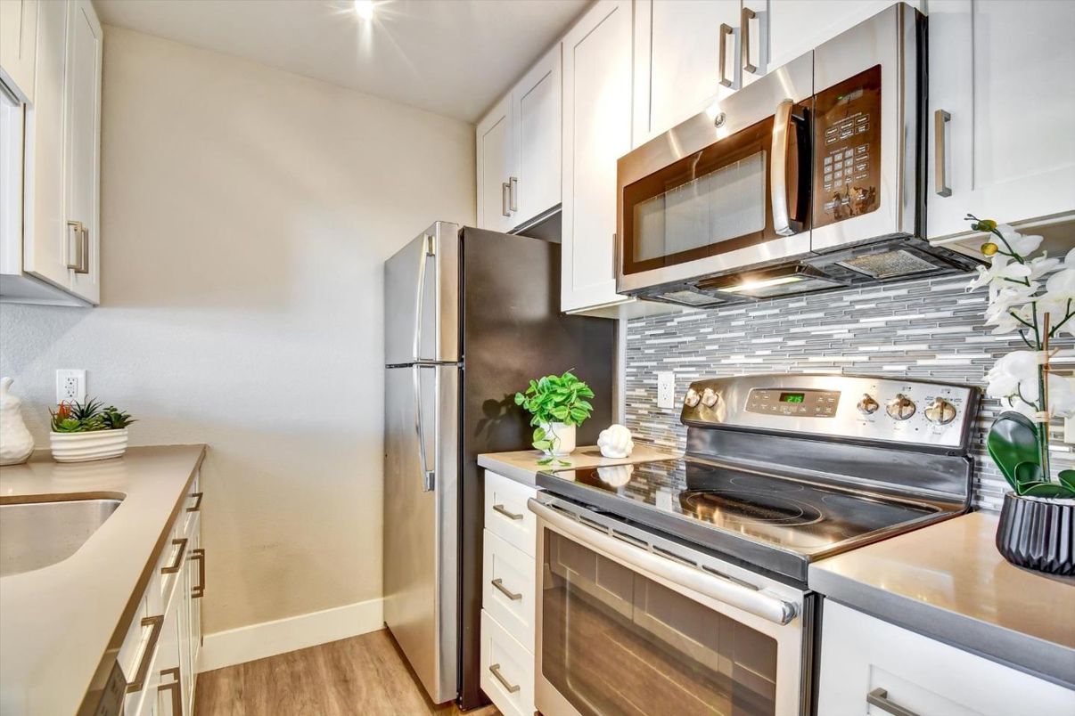Interior, Kitchen, Stainless Steel Appliances, Wood Texture Flooring