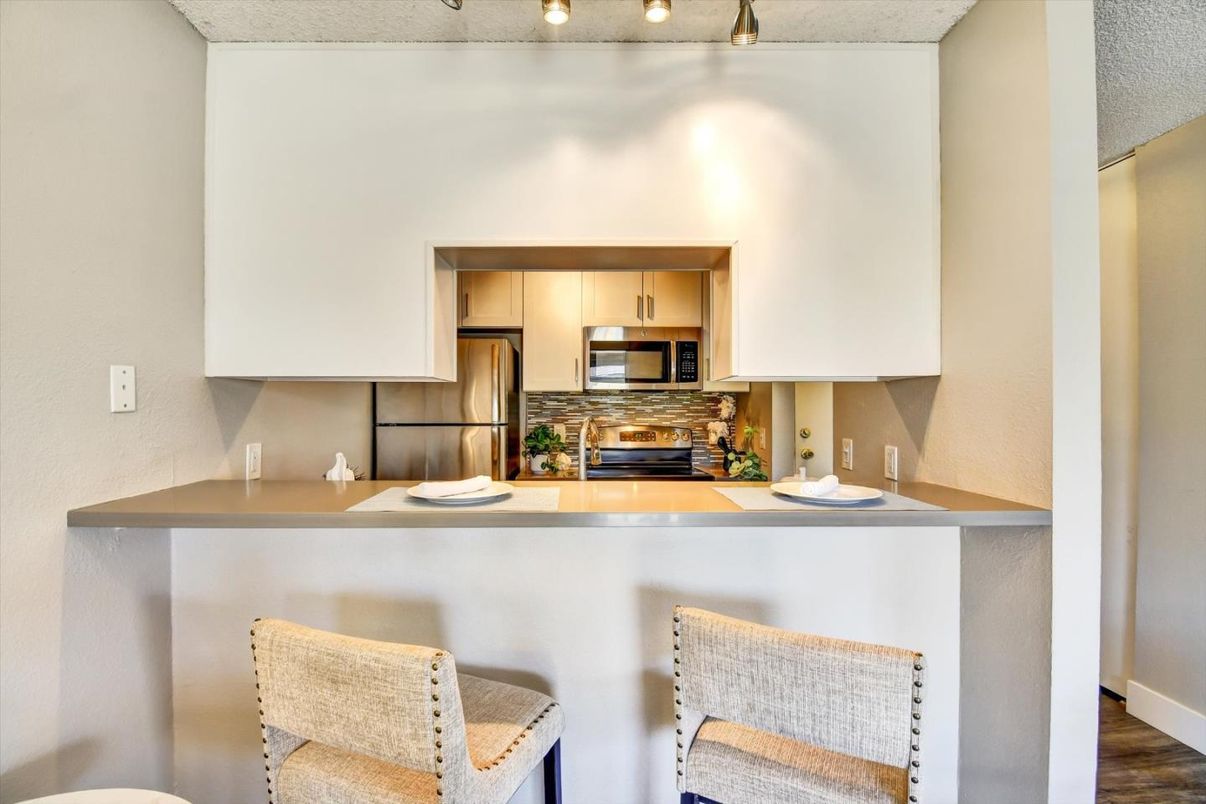 Interior, Kitchen, Stainless Steel Appliances, Wood Texture Flooring