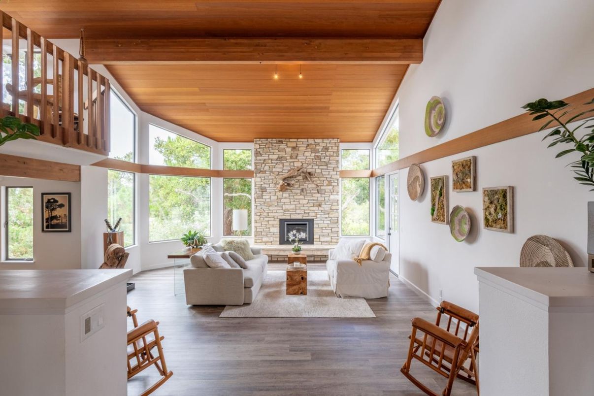 Fireplace, Interior, Living room, Stone Walls, Wooden Beams, Wooden Ceilings, Wood Texture Flooring