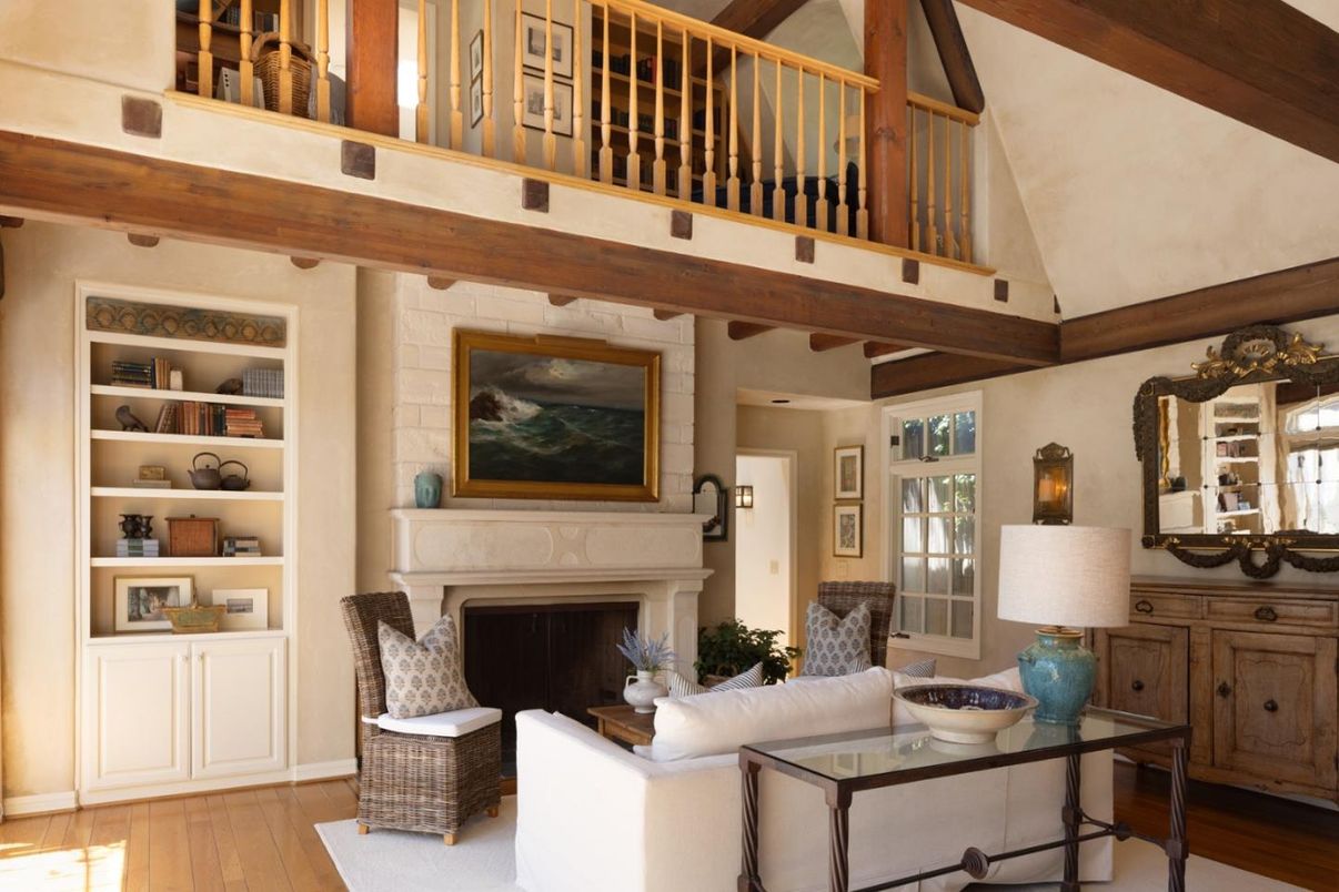 Fireplace, Interior, Living room, Wooden Beams, Wood Texture Flooring