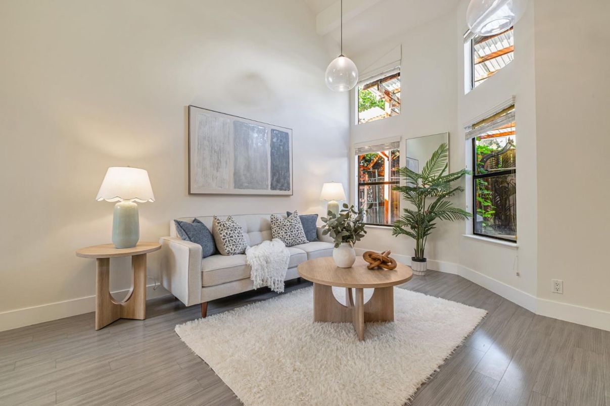 Interior, Living room, Pendant Lights, Wood Texture Flooring