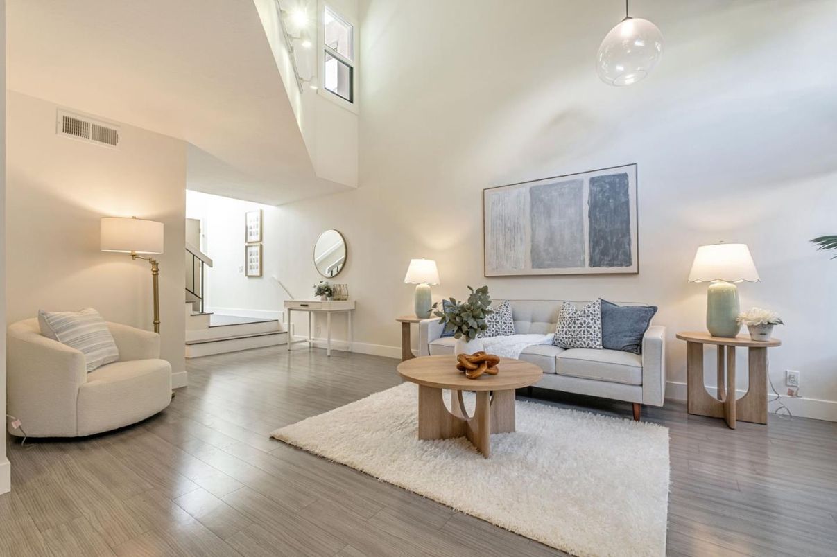 Interior, Living room, Pendant Lights, Wood Texture Flooring