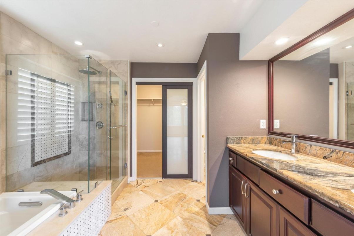 Bathroom, Dual Sink Vanities, Glass Shower, Interior, Recessed Lighting