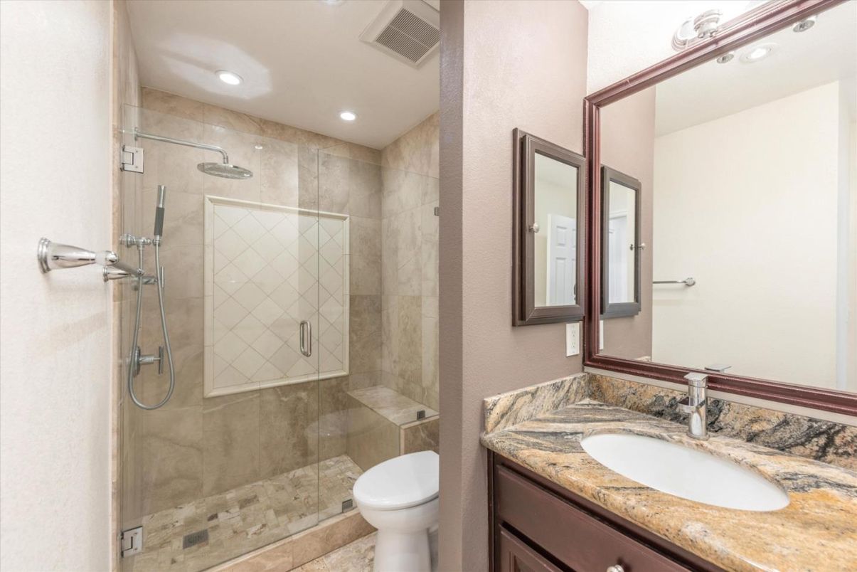 Bathroom, Glass Shower, Interior, Recessed Lighting