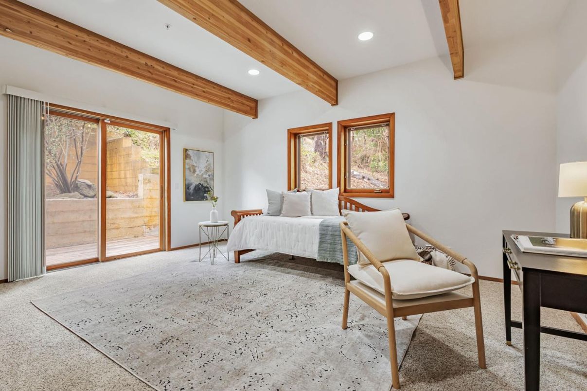 Bedroom, Interior, Recessed Lighting, Wooden Beams