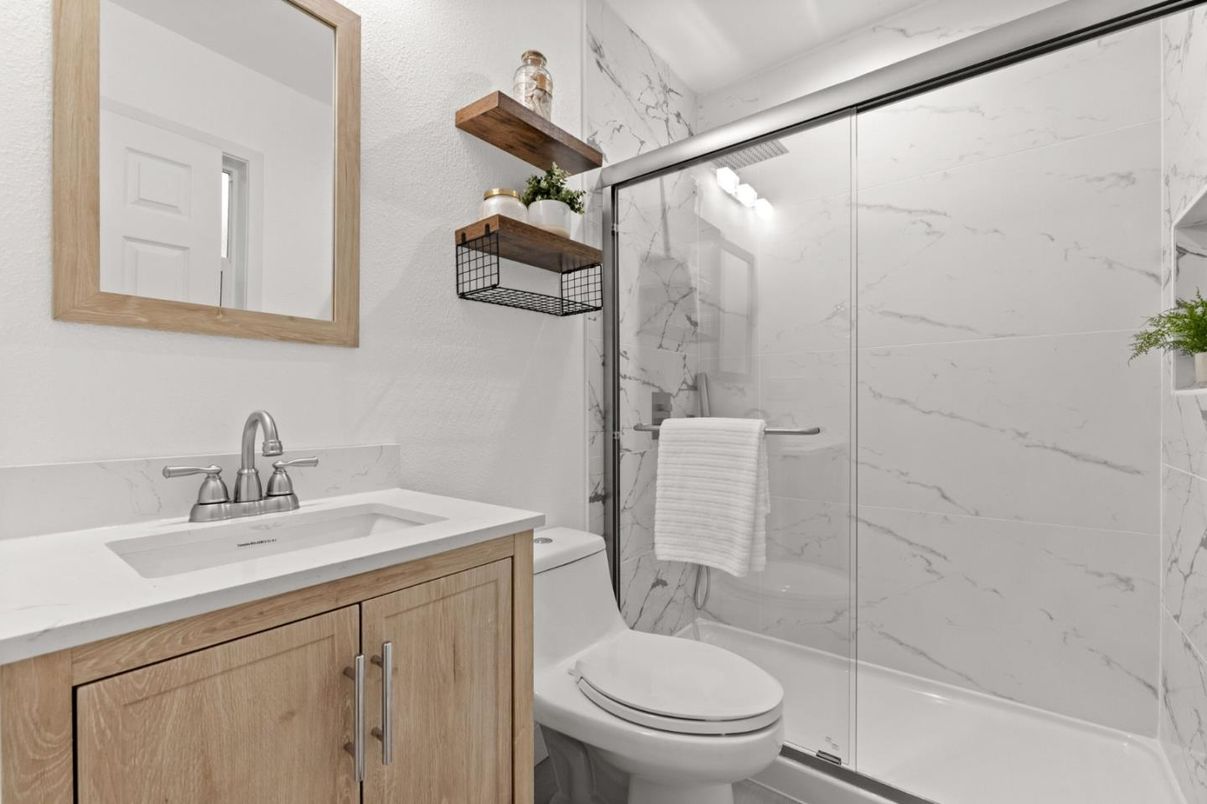 Bathroom, Glass Shower, Interior, Marble Walls