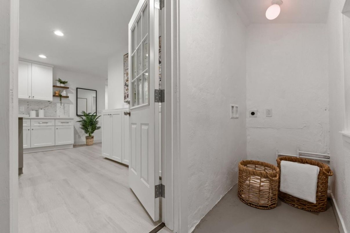 Interior, Marble Walls, Recessed Lighting, Wood Texture Flooring