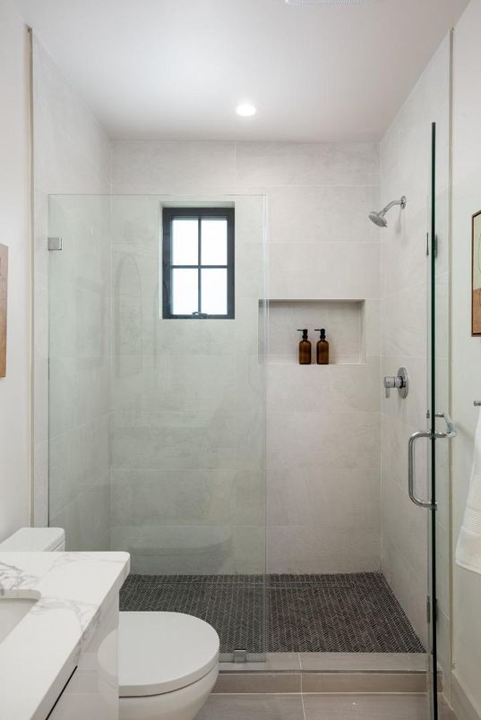 Bathroom, Glass Shower, Interior, Recessed Lighting