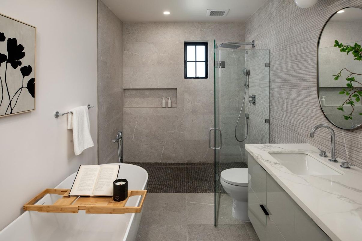 Bathroom, Dual Sink Vanities, Glass Shower, Interior, Recessed Lighting