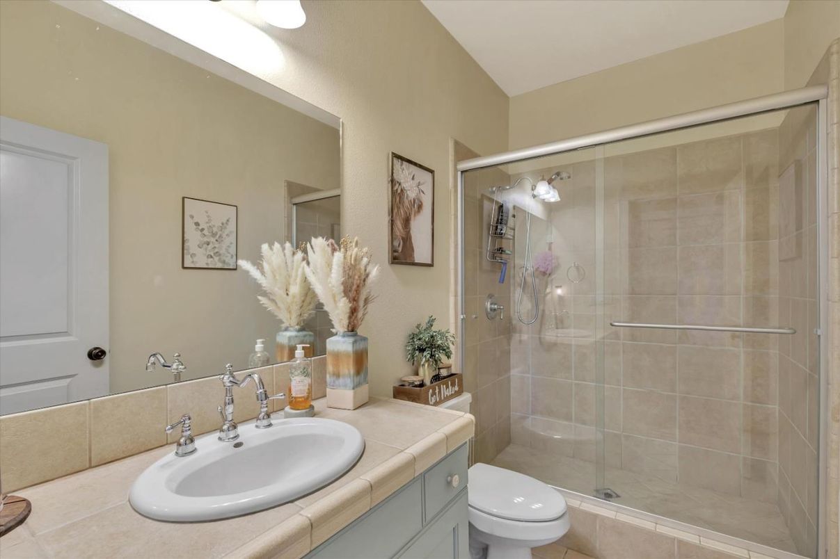 Bathroom, Glass Shower, Interior, Tile Countertops