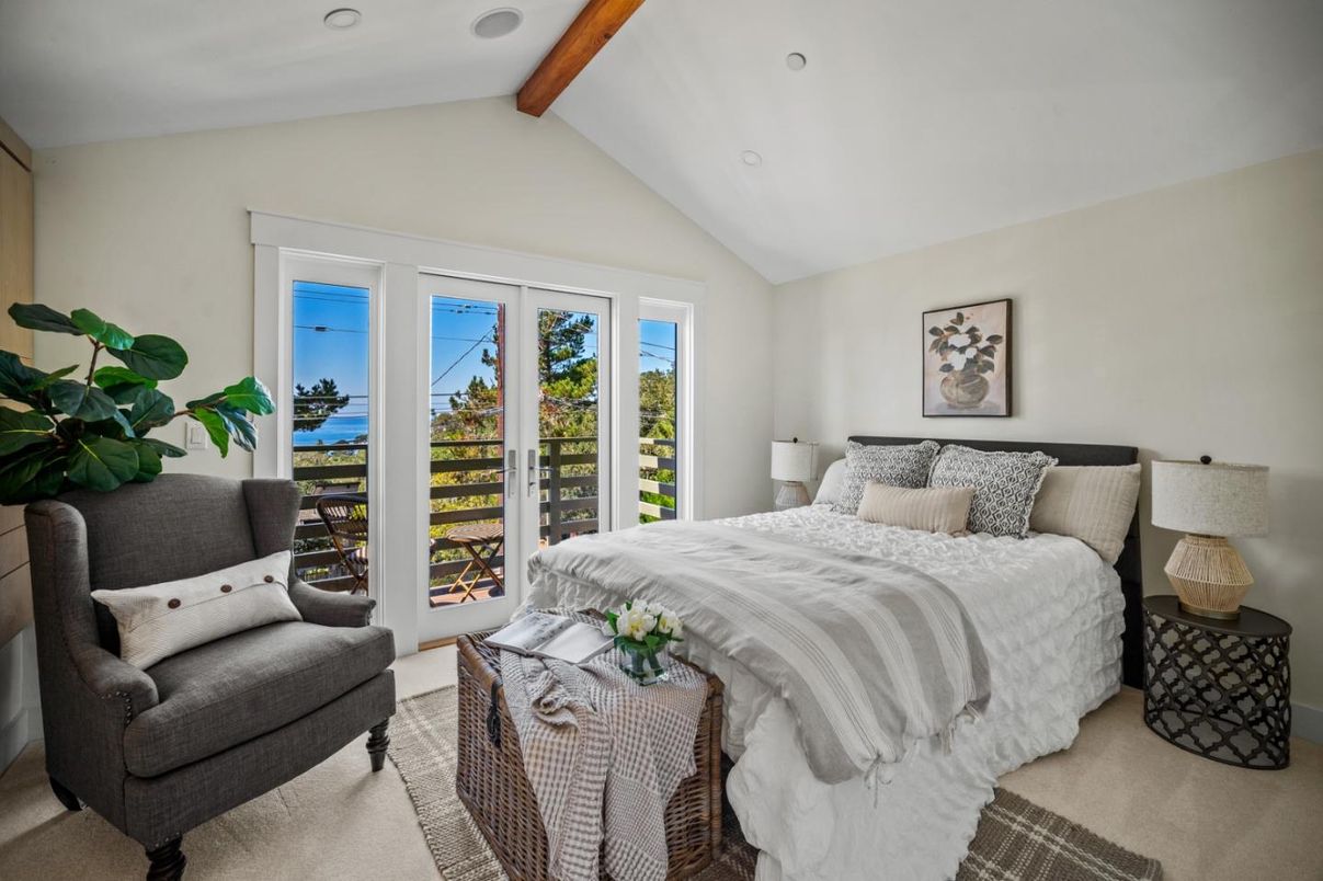 Bedroom, Interior, Recessed Lighting, Water, Wooden Beams