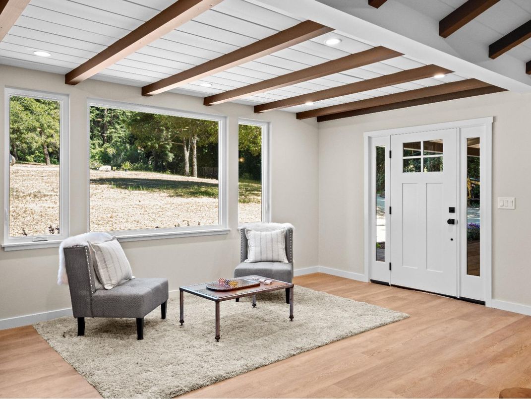 Interior, Recessed Lighting, Wooden Beams, Wood Texture Flooring