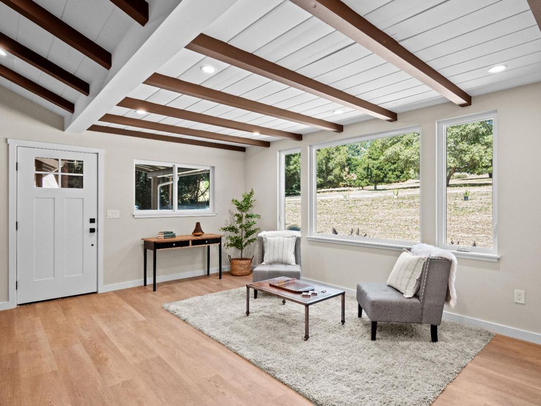 Interior, Recessed Lighting, Wooden Beams, Wood Texture Flooring