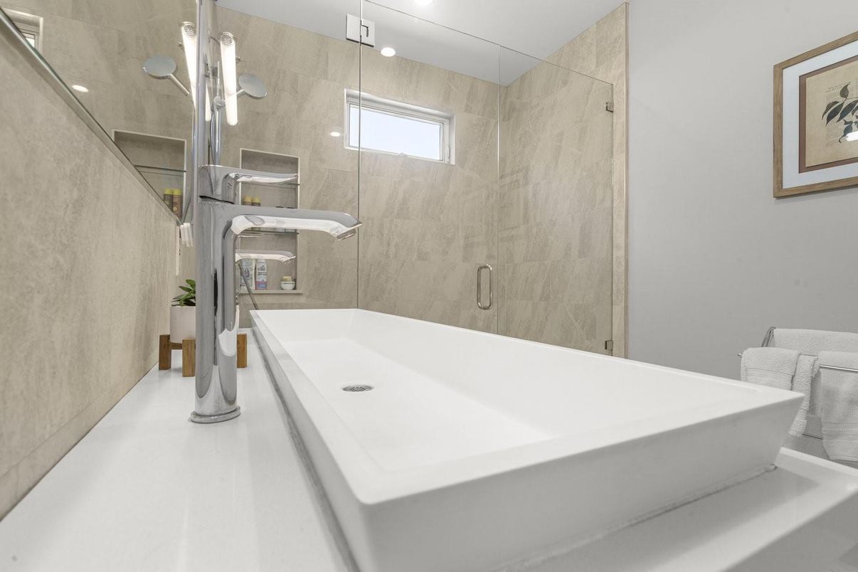 Bathroom, Glass Shower, Interior, Recessed Lighting