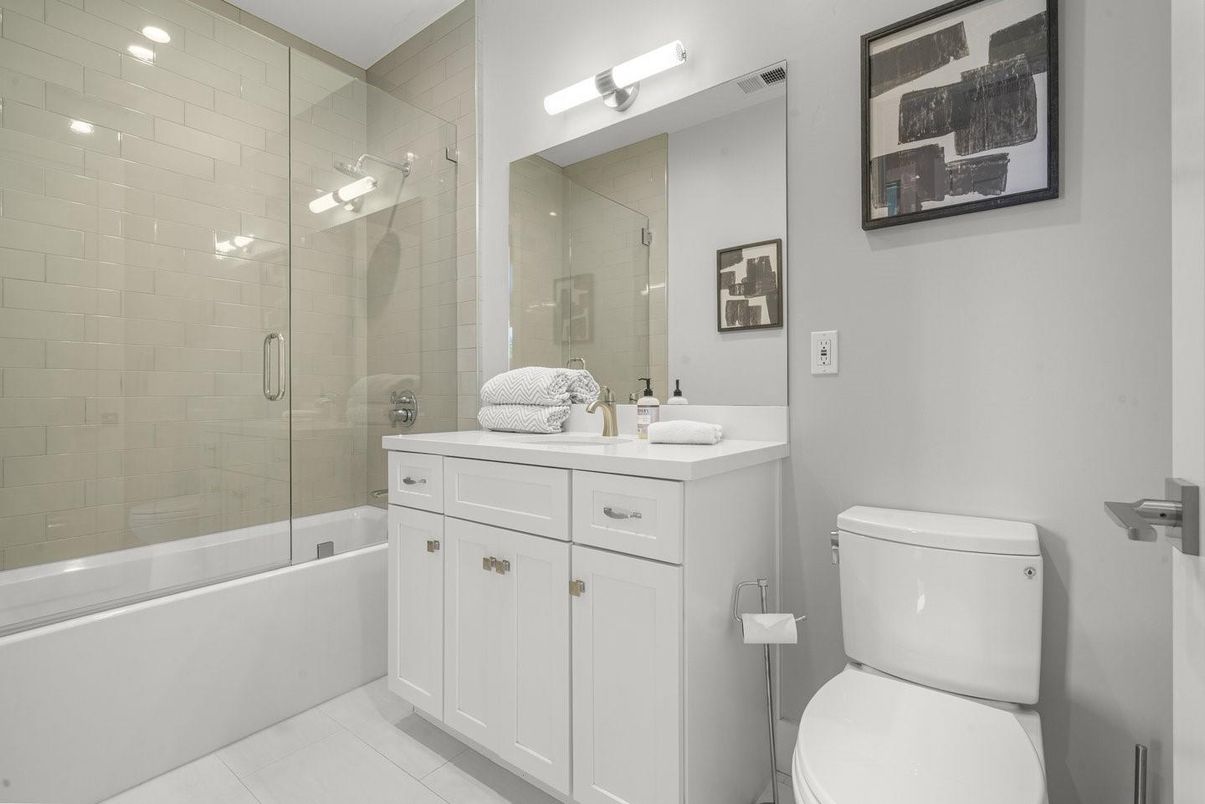 Bathroom, Glass Shower, Interior, Recessed Lighting