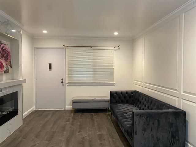 Fireplace, Interior, Recessed Lighting, Wood Texture Flooring