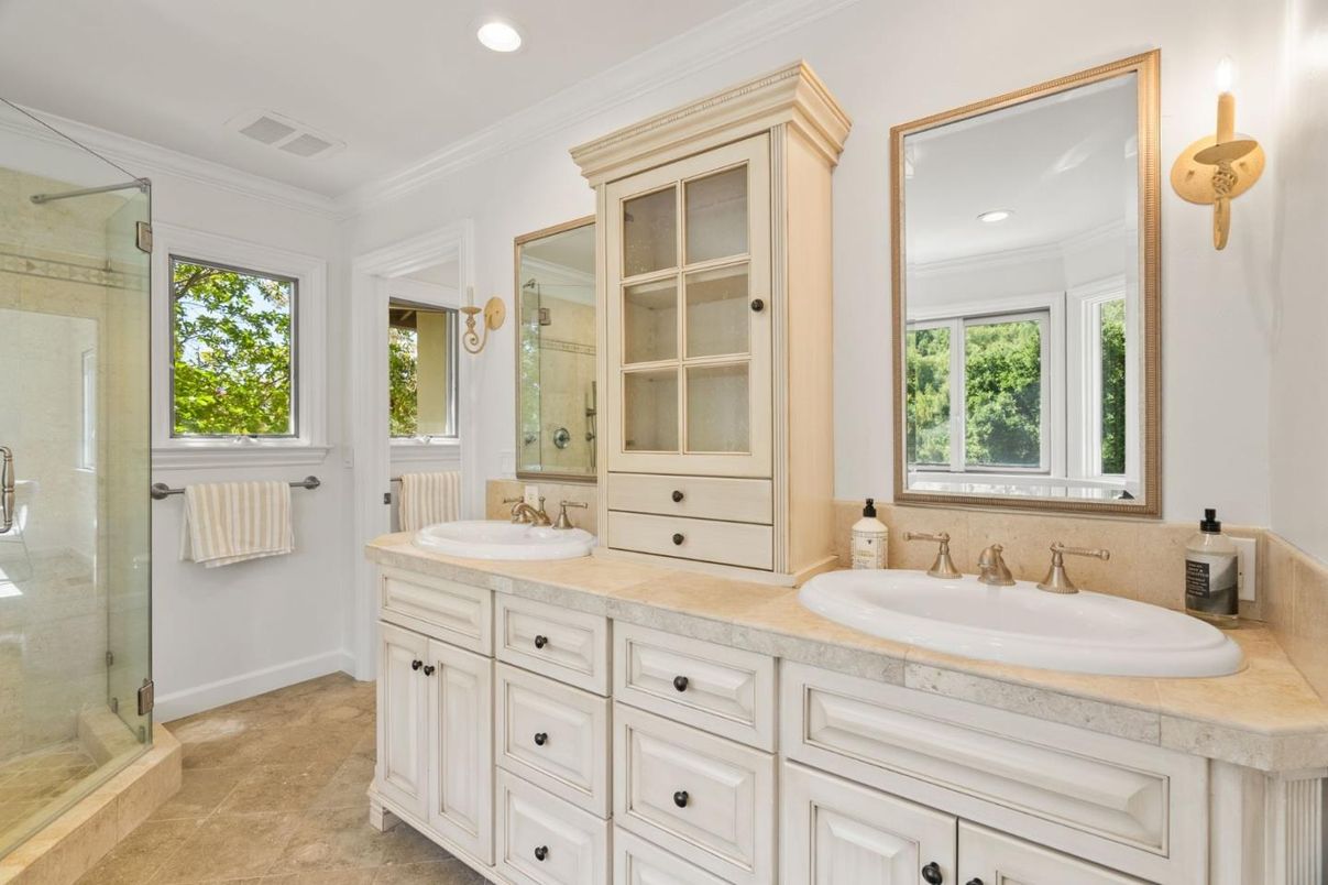 Bathroom, Dual Sink Vanities, Glass Shower, Interior, Recessed Lighting
