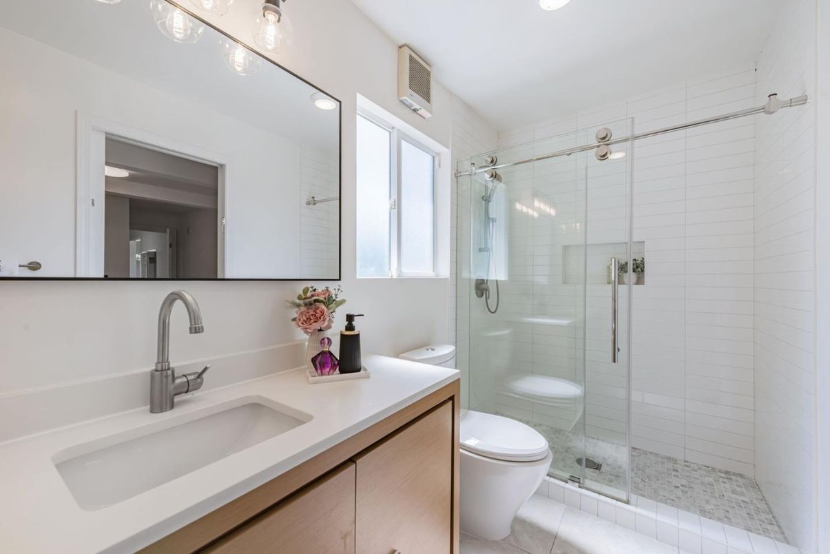 Bathroom, Dual Sink Vanities, Glass Shower, Interior, Recessed Lighting