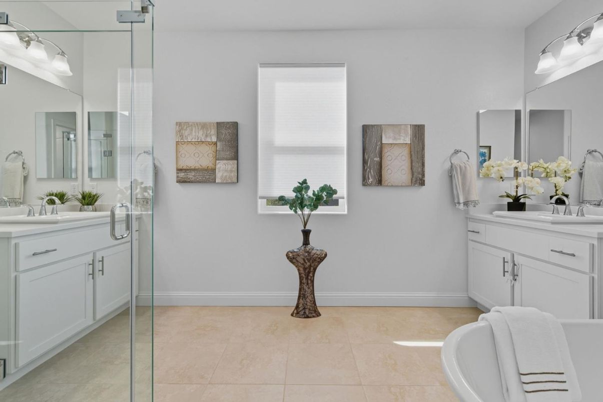 Bathroom, Dual Sink Vanities, Glass Shower, Interior