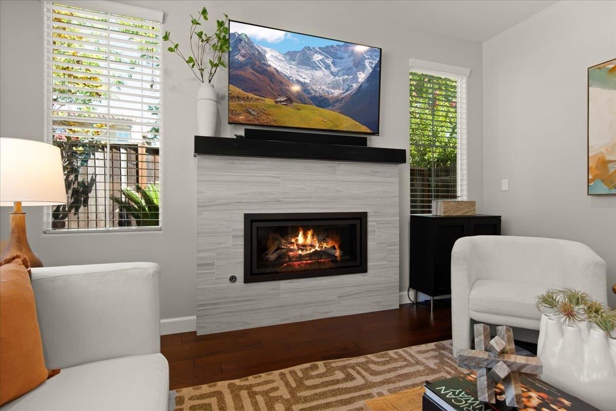 Fireplace, Interior, Wood Texture Flooring