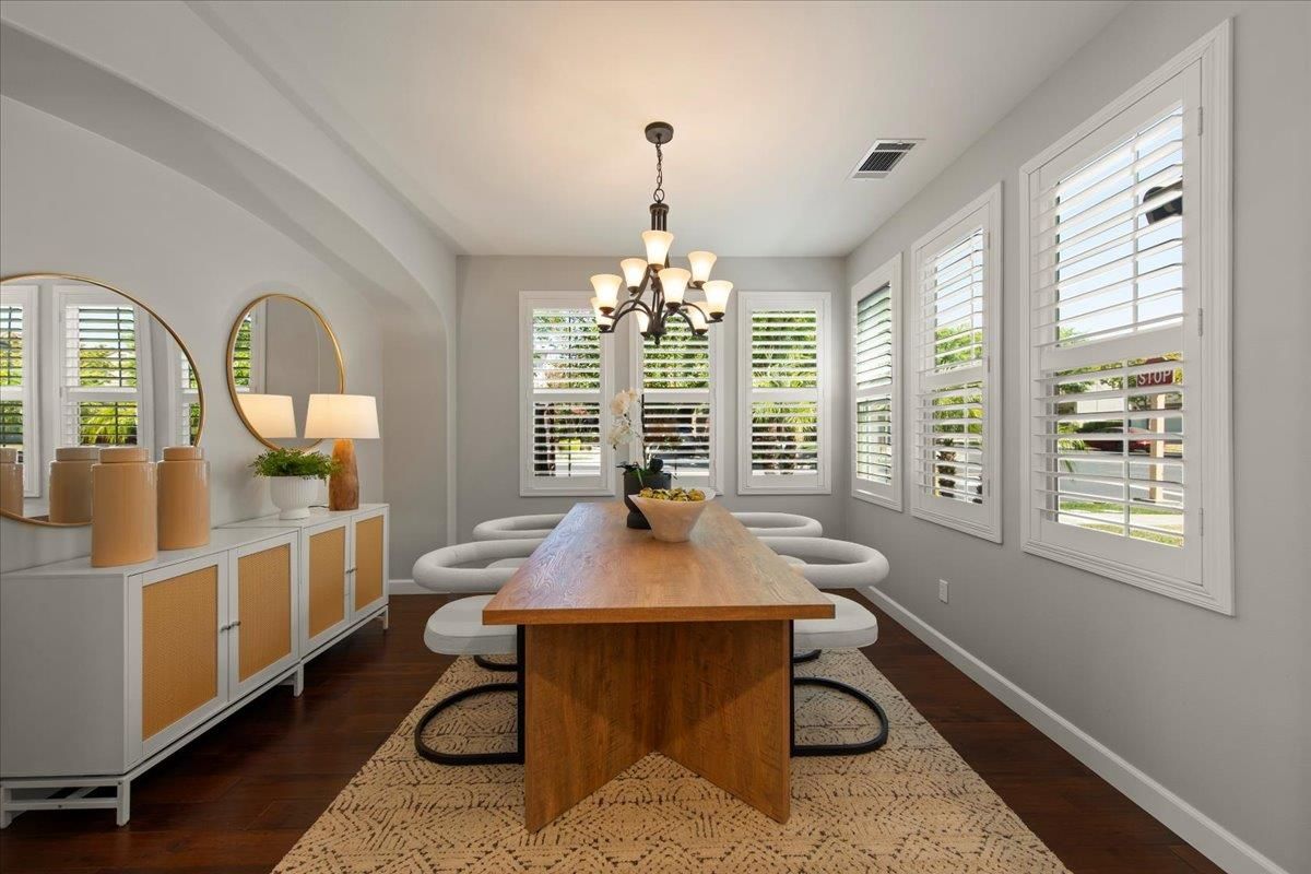 Chandelier, Dining room, Interior, Wood Texture Flooring