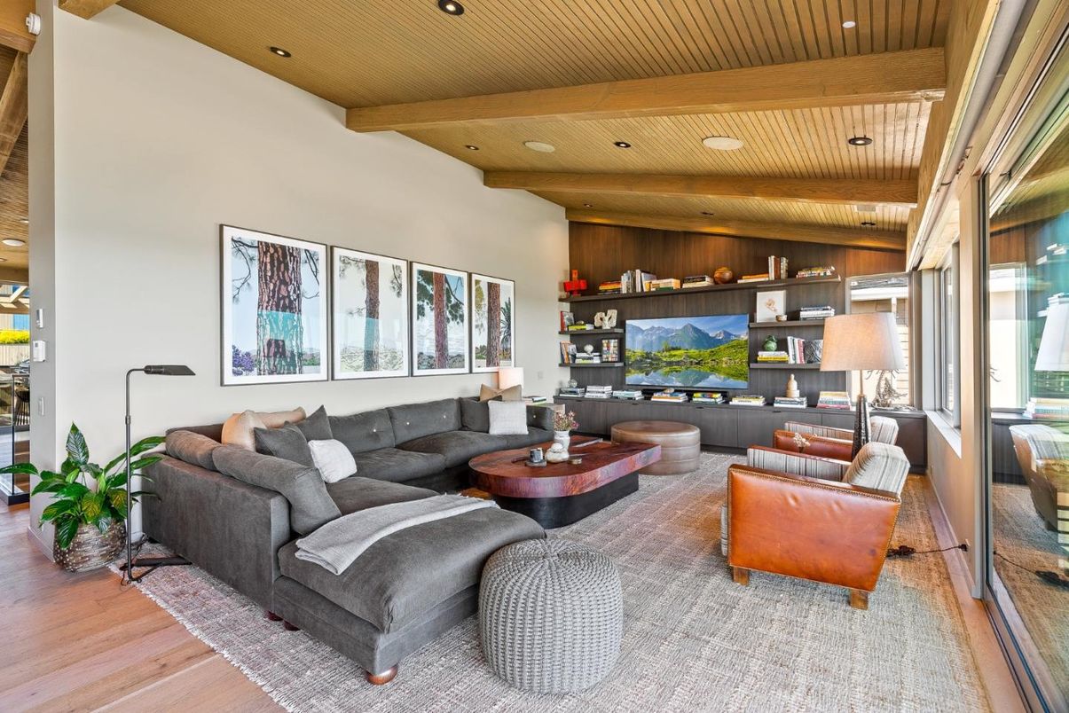 Interior, Living room, Recessed Lighting, Wooden Beams, Wooden Ceilings, Wood Texture Flooring