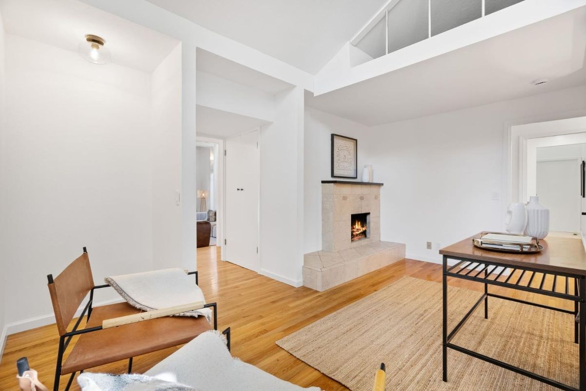 Fireplace, Home Office, Interior, Wood Texture Flooring