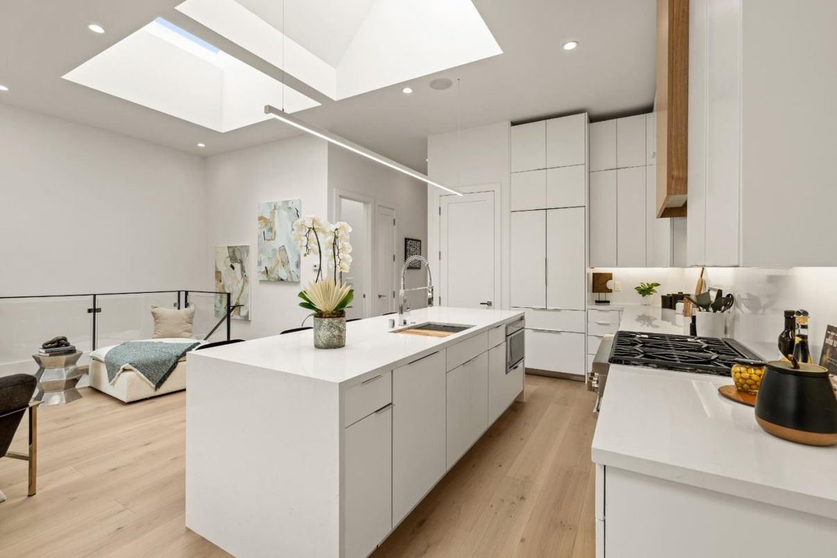 Interior, Kitchen, Recessed Lighting, Wood Texture Flooring