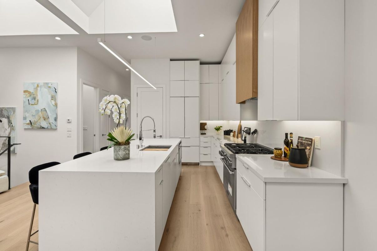 Interior, Kitchen, Recessed Lighting, Wood Texture Flooring