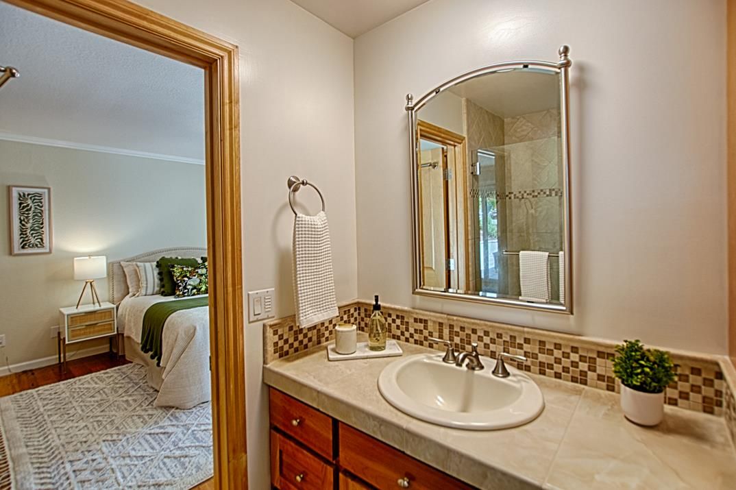 Bathroom, Bedroom, Interior, Tile Countertops, Wood Texture Flooring