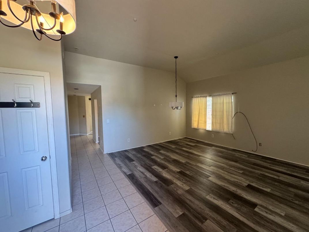 Empty room, Interior, Pendant Lights, Wood Texture Flooring