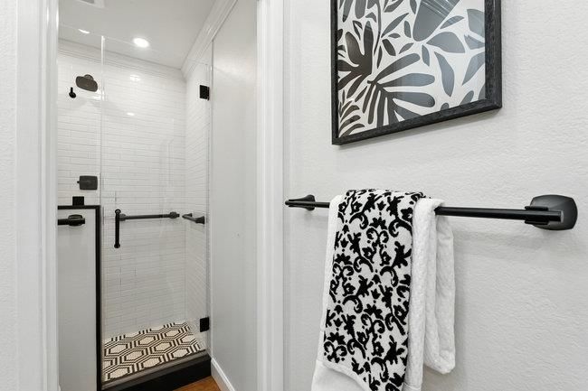 Bathroom, Glass Shower, Interior, Recessed Lighting