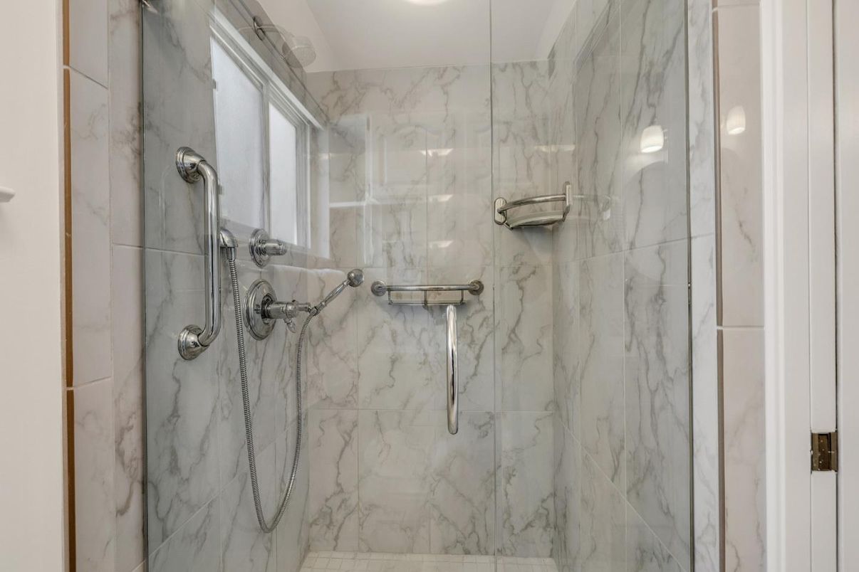 Bathroom, Glass Shower, Interior, Marble Walls