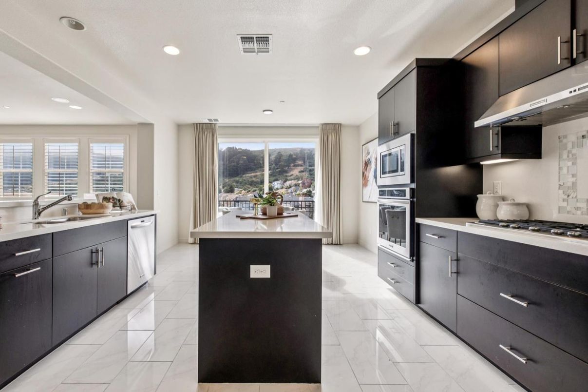 Interior, Kitchen, Marble, Recessed Lighting, Stainless Steel Appliances