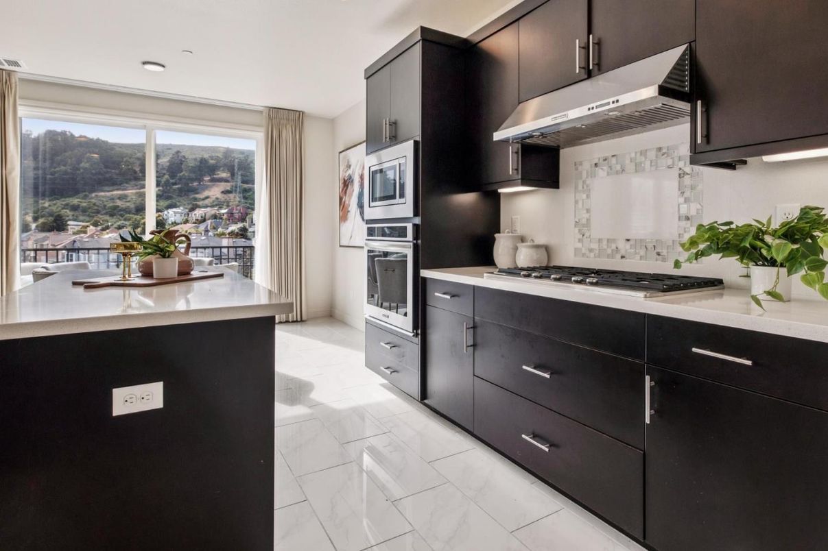 Interior, Kitchen, Marble, Recessed Lighting, Stainless Steel Appliances