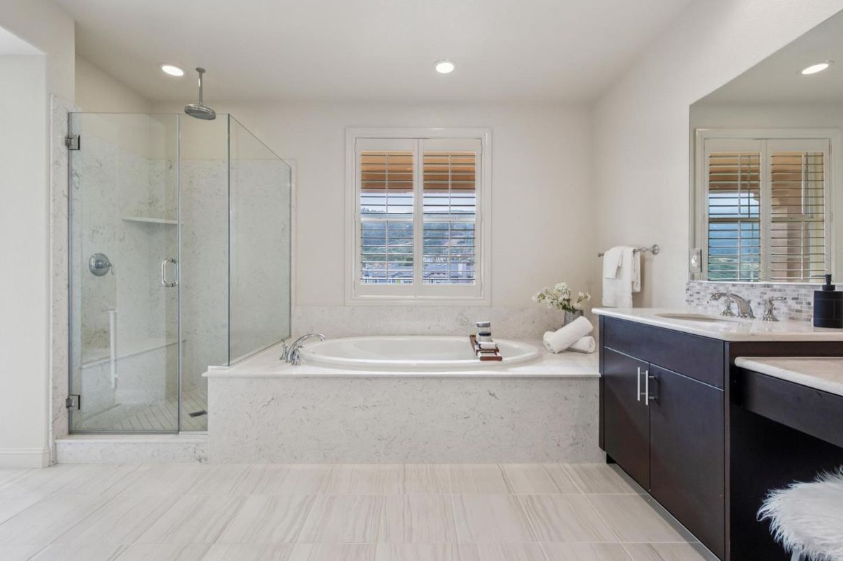 Bathroom, Glass Shower, Interior, Recessed Lighting