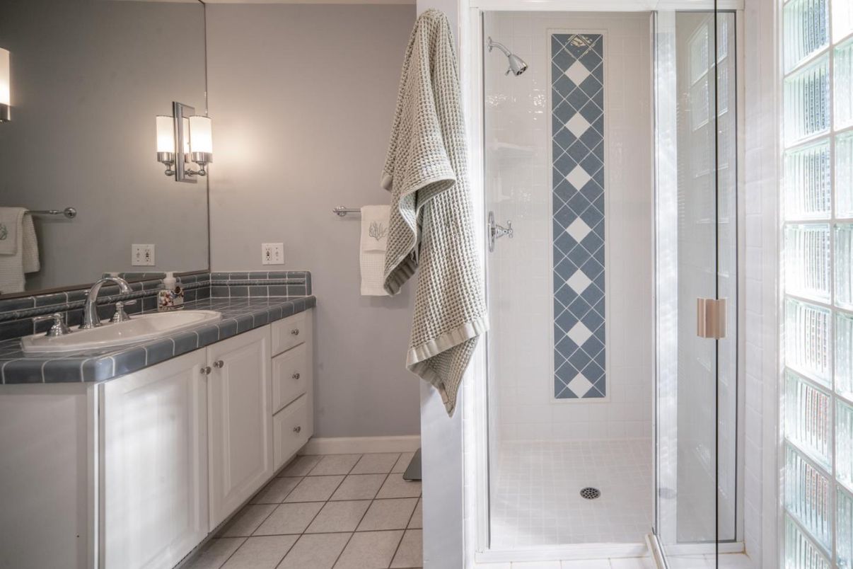 Bathroom, Glass Shower, Interior, Tile Countertops