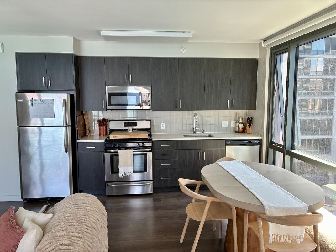Interior, Kitchen, Stainless Steel Appliances, Wood Texture Flooring