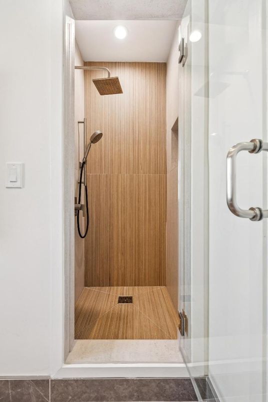 Bathroom, Glass Shower, Interior, Recessed Lighting, Sauna Room