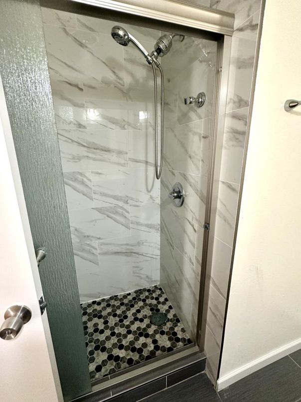 Bathroom, Glass Shower, Interior, Marble Walls