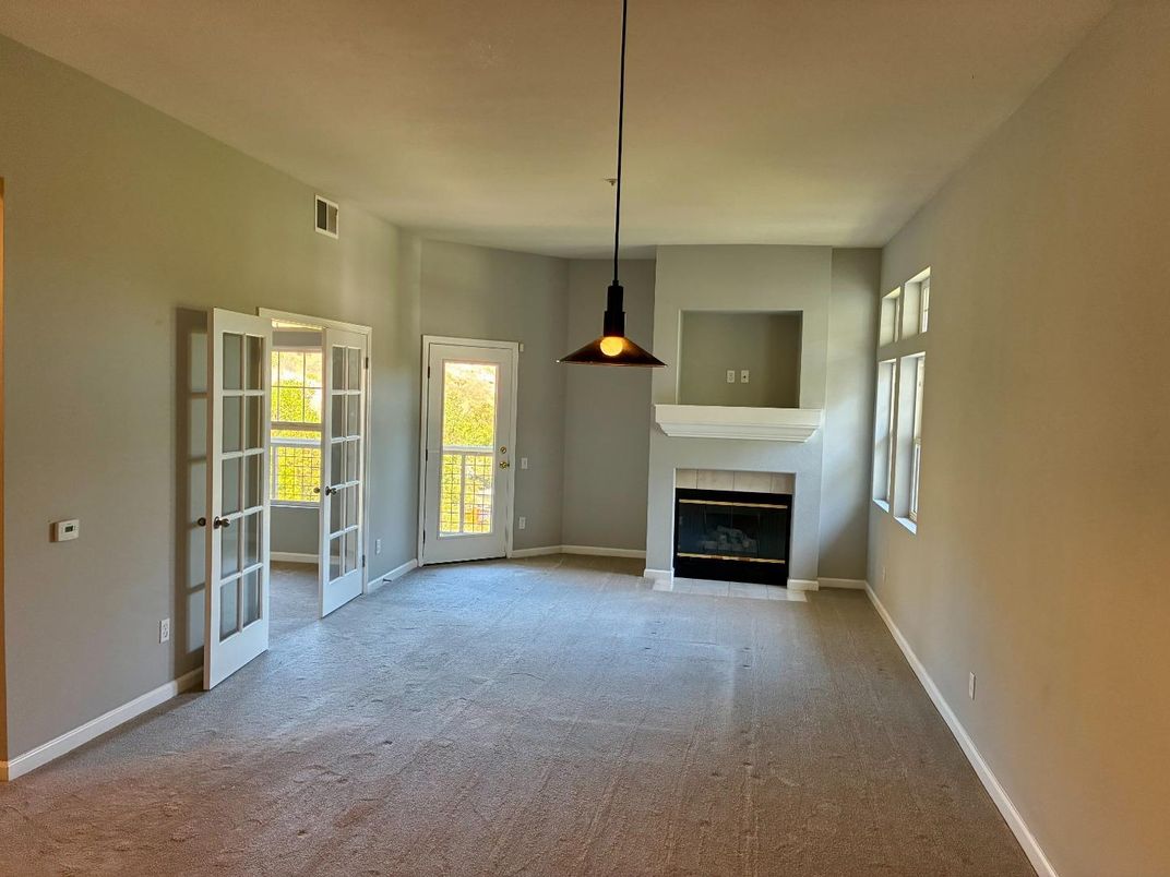 Empty room, Fireplace, Interior, Pendant Lights