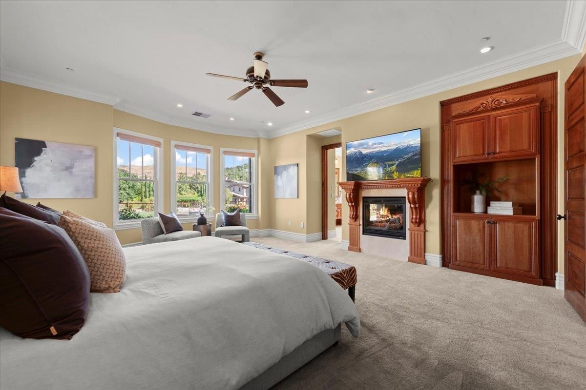Bedroom, Fireplace, Interior, Recessed Lighting