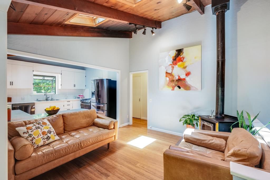 Interior, Kitchen, Living room, Stainless Steel Appliances, Wooden Beams, Wooden Ceilings, Wood Texture Flooring