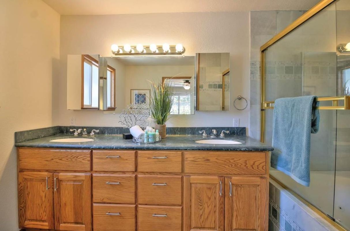 Bathroom, Dual Sink Vanities, Glass Shower, Interior