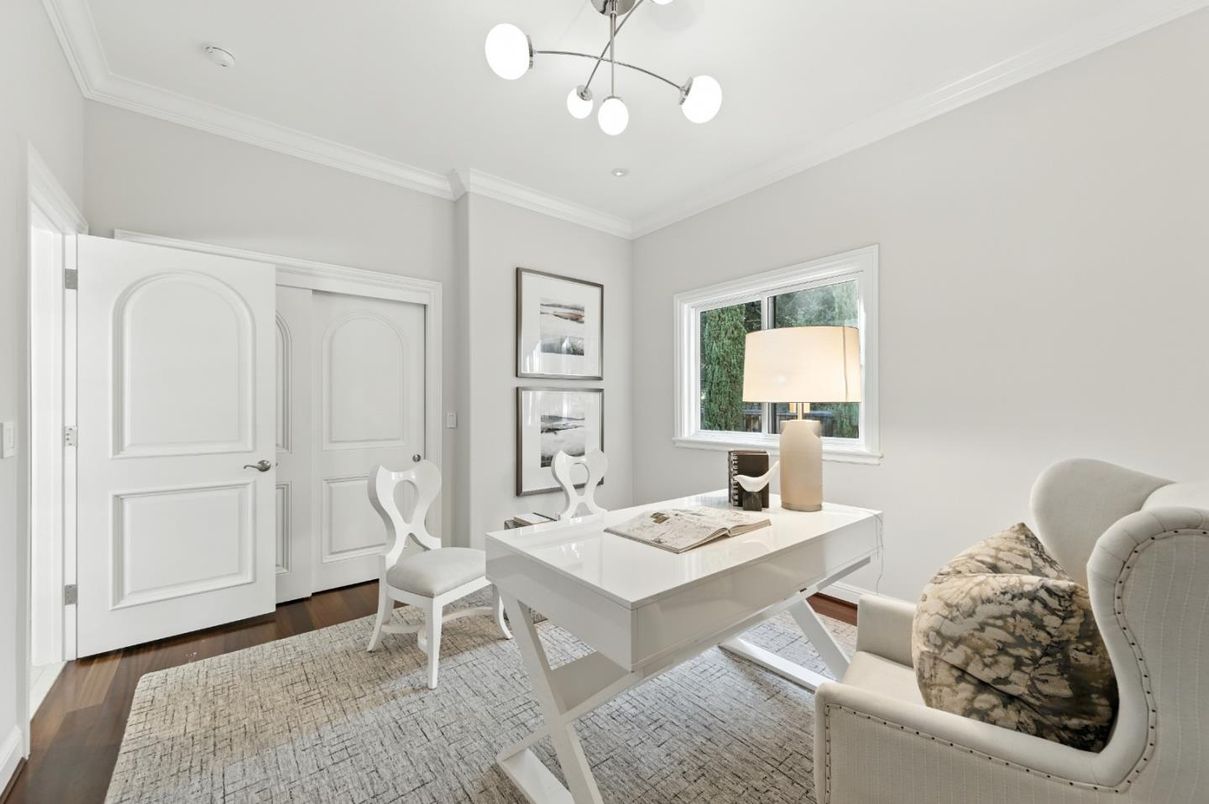 Home Office, Interior, Pendant Lights, Wood Texture Flooring