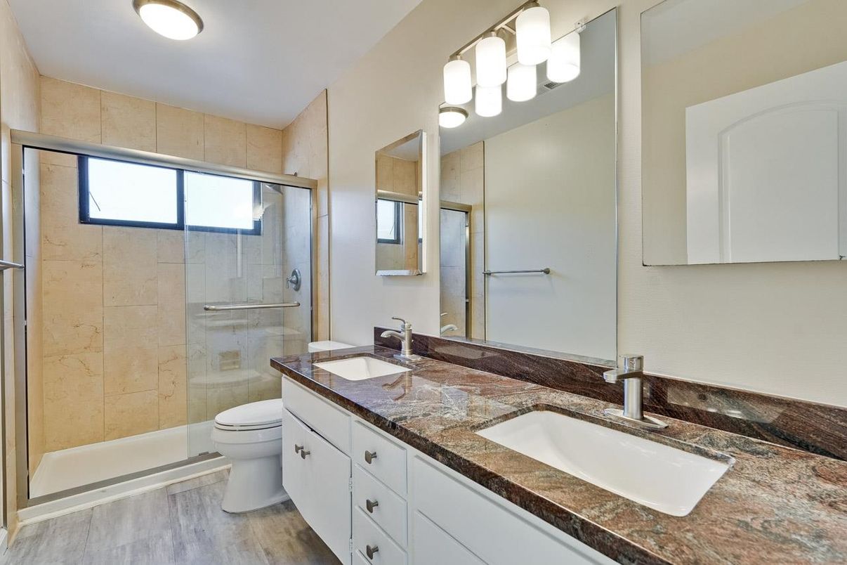 Bathroom, Dual Sink Vanities, Glass Shower, Interior