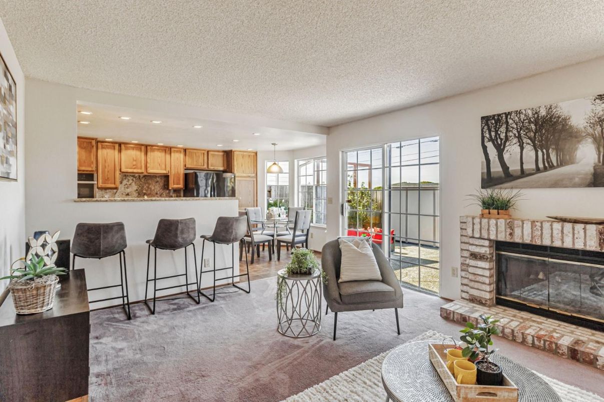 Dining room, Fireplace, Interior, Kitchen, Pendant Lights, Recessed Lighting