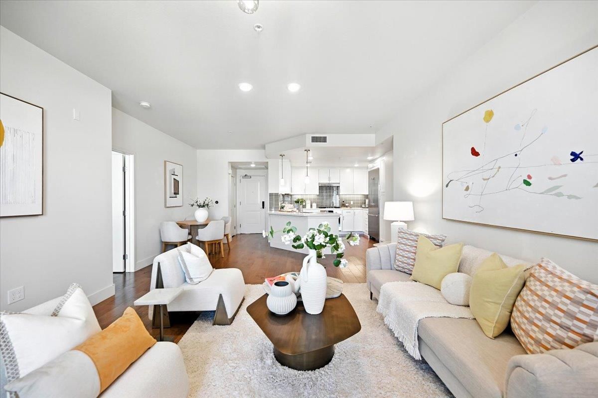 Interior, Kitchen, Living room, Recessed Lighting, Wood Texture Flooring