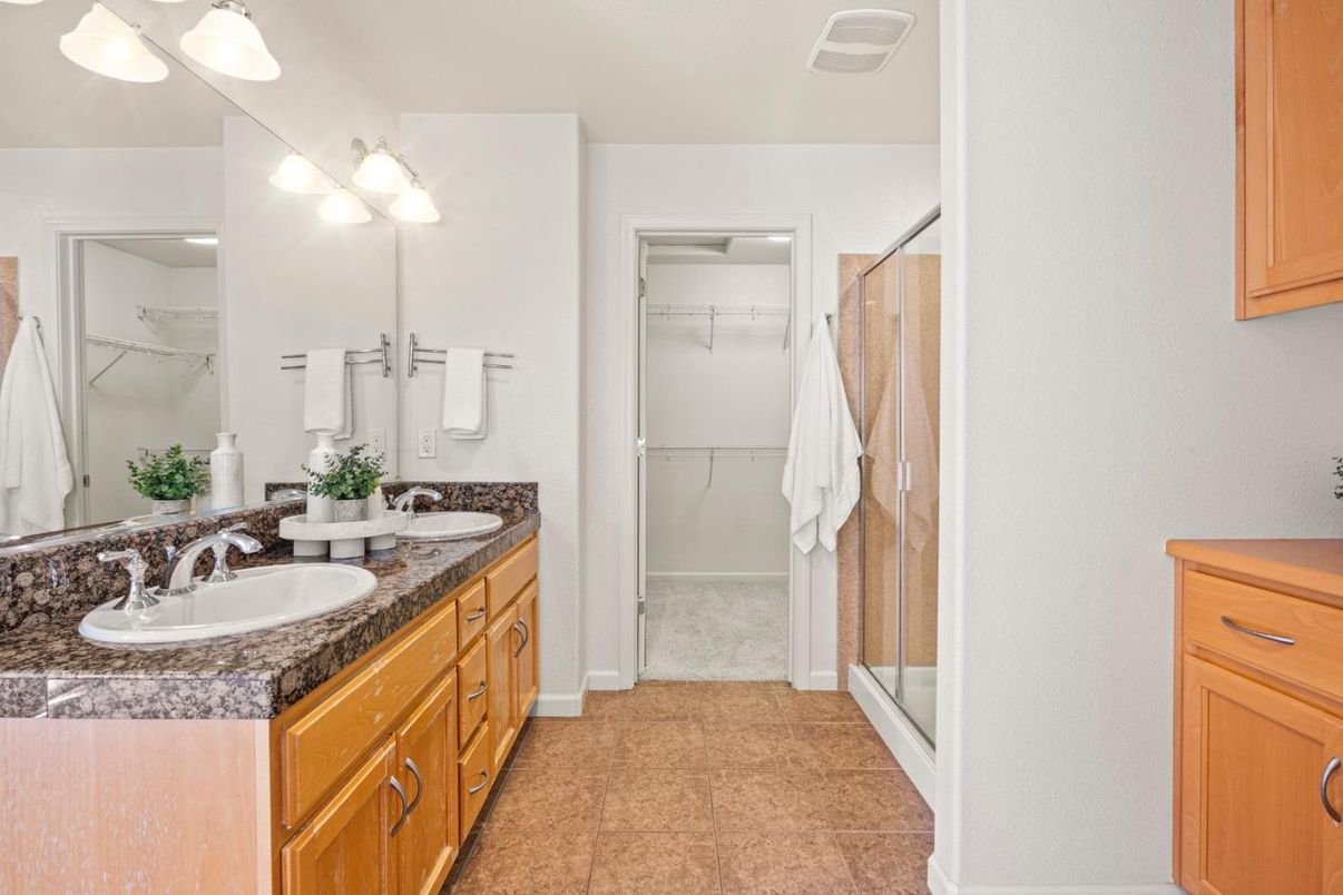 Bathroom, Dual Sink Vanities, Glass Shower, Interior